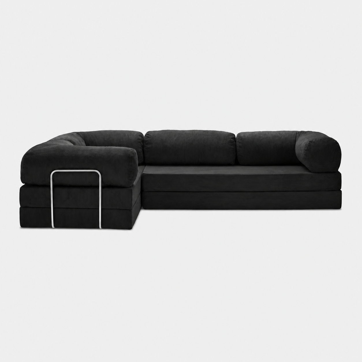 Canapé d'angle fermé modulable velours côtelé 300X200 noir