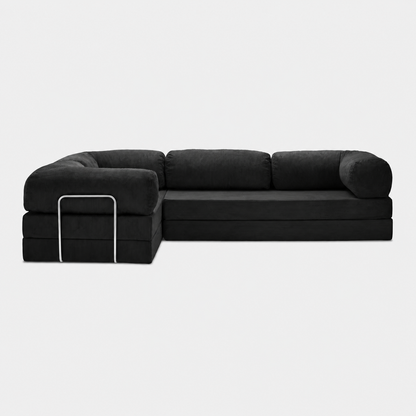 Canapé d'angle fermé modulable velours côtelé 300X200 noir