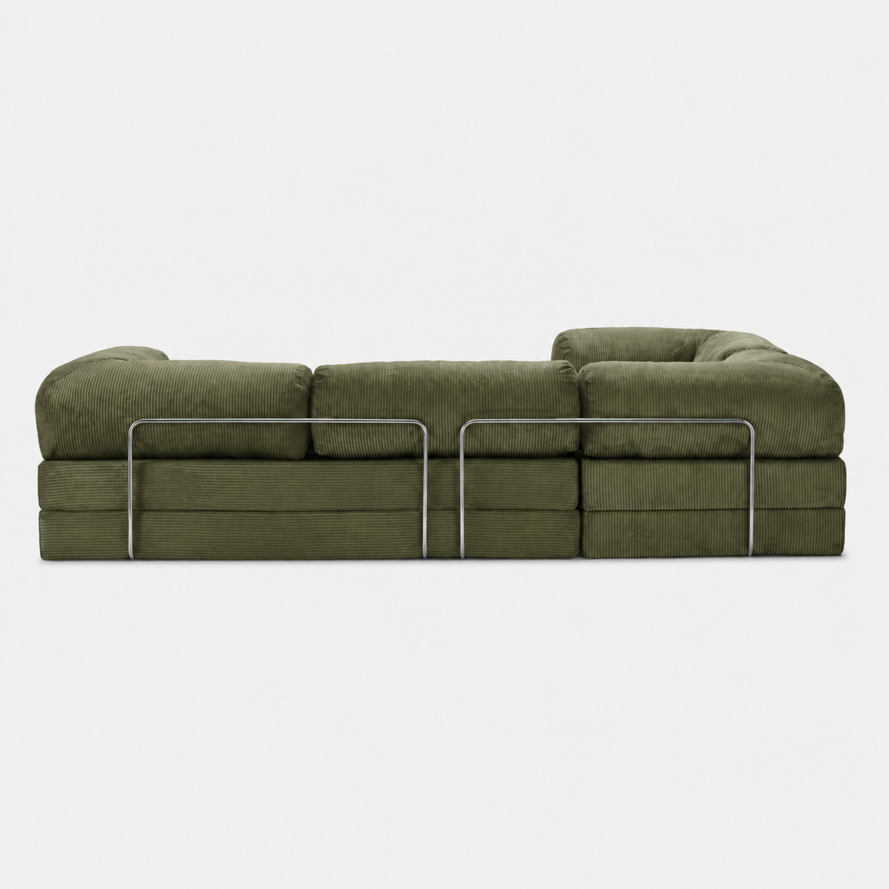 Canapé d'angle fermé modulable velours côtelé 300X200 vert olive