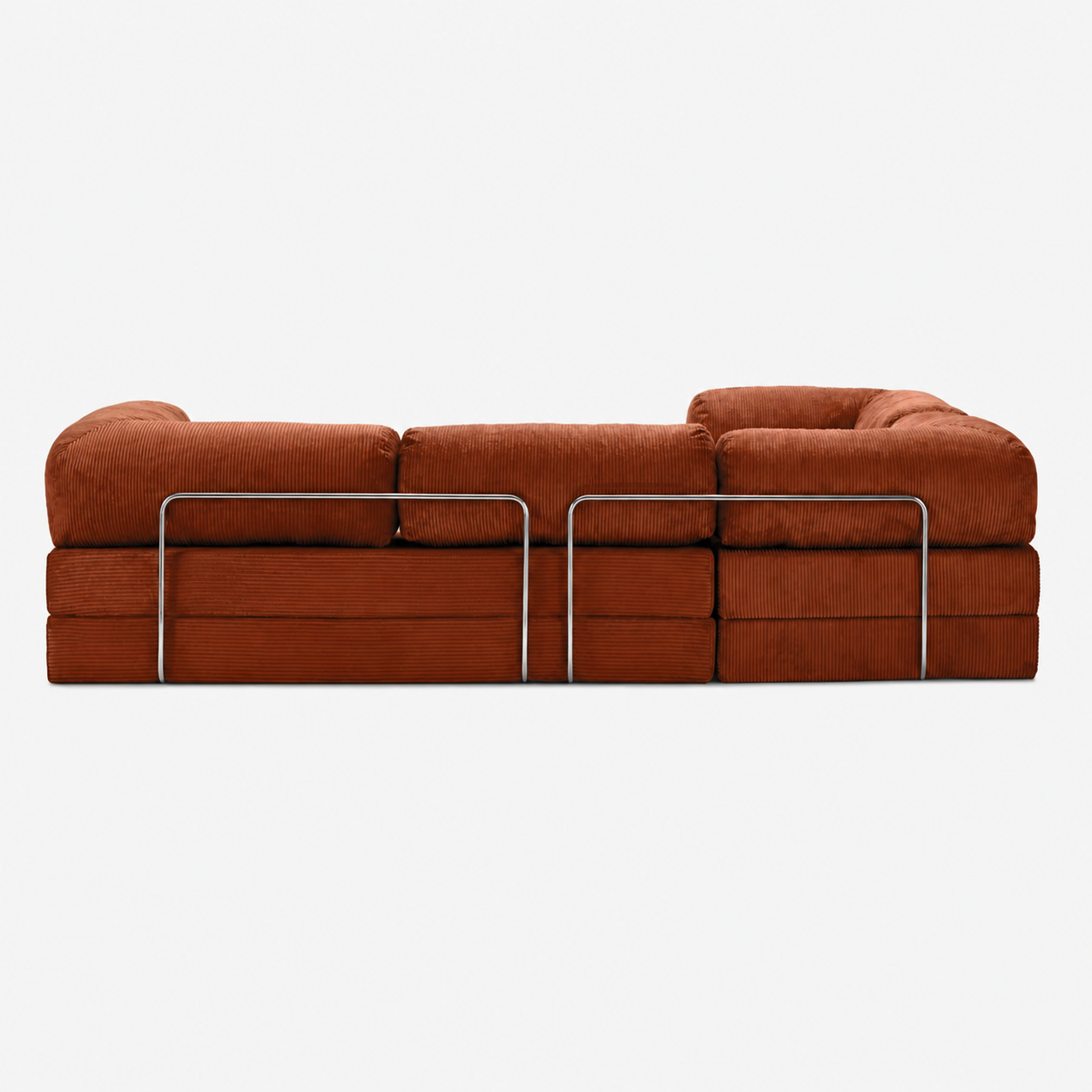 Canapé d'angle fermé modulable velours côtelé 300X200 rouge brique