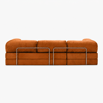 Canapé d'angle modulable velours côtelé 300X200 brun/orangé