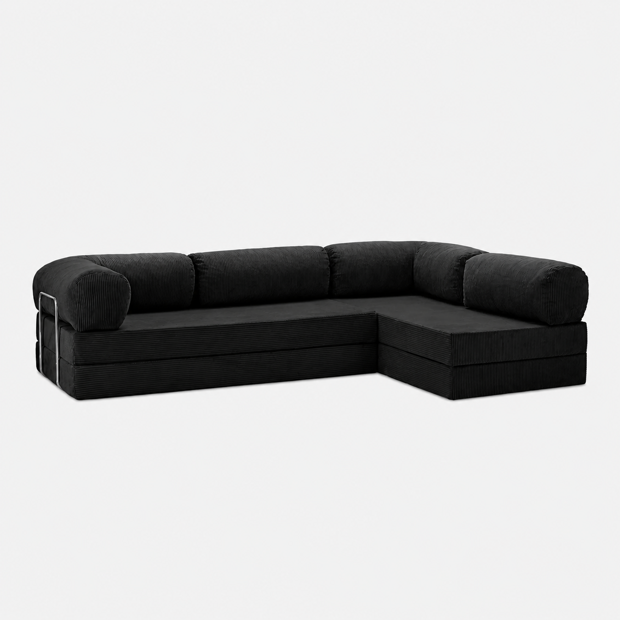 Canapé d'angle modulable velours côtelé 300X200 noir