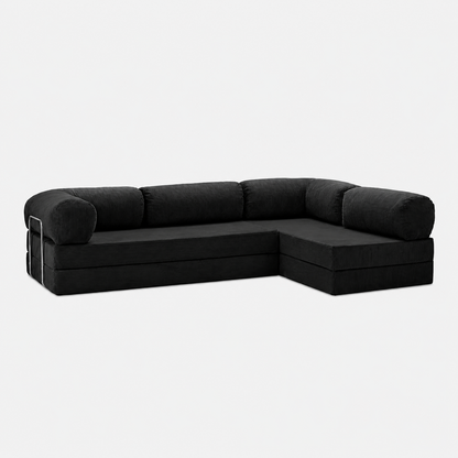 Canapé d'angle modulable velours côtelé 300X200 noir