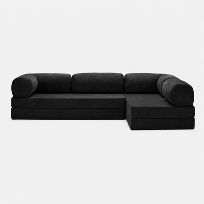 Canapé d'angle modulable velours côtelé 300X200 noir