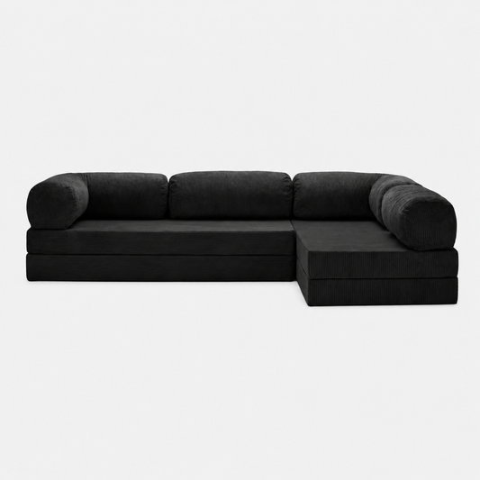 Canapé d'angle modulable velours côtelé 300X200 noir