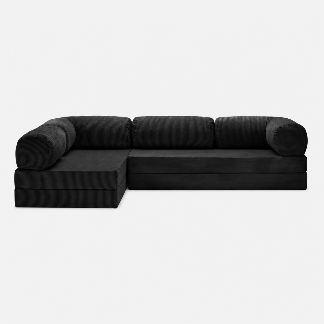 Canapé d'angle modulable velours côtelé 300X200 noir