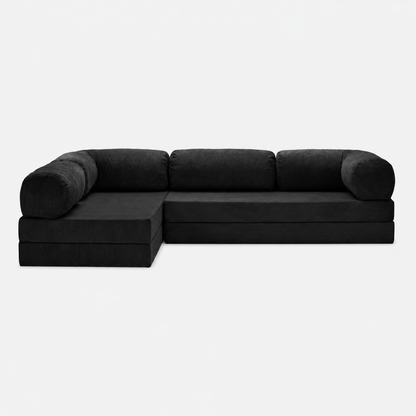 Canapé d'angle modulable velours côtelé 300X200 noir