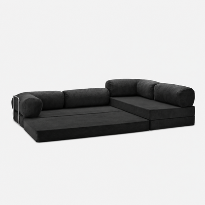 Canapé d'angle modulable velours côtelé 300X200 noir