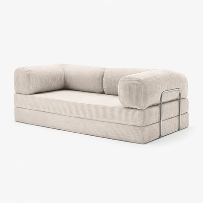 Canapé modulable velours côtelé 200X100 blanc givre