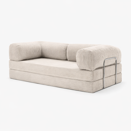 Canapé modulable velours côtelé 200X100 blanc givre