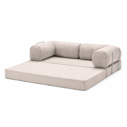 Canapé modulable velours côtelé 200X100 blanc givre