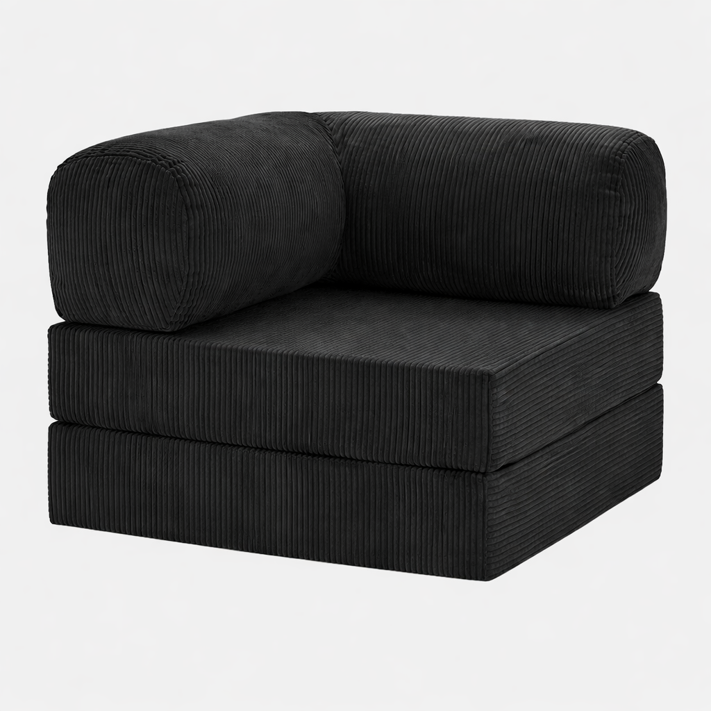 Fauteuil modulable velours côtelé 100X100 noir