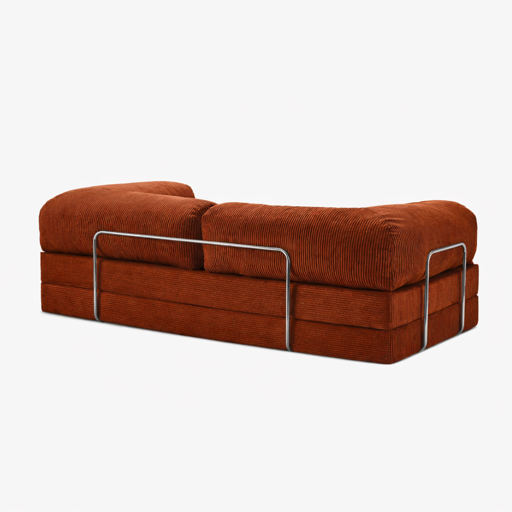Canapé modulable velours côtelé 200X100 rouge brique