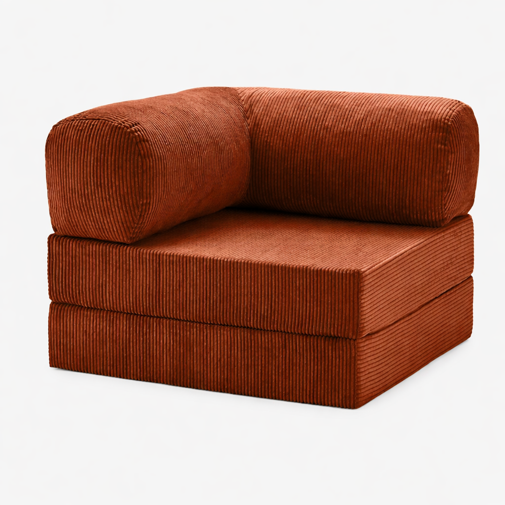 Fauteuil modulable velours côtelé 100X100 rouge brique