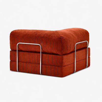 Fauteuil modulable velours côtelé 100X100 rouge brique