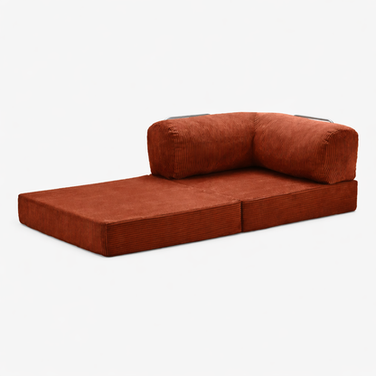 Fauteuil modulable velours côtelé 100X100 rouge brique