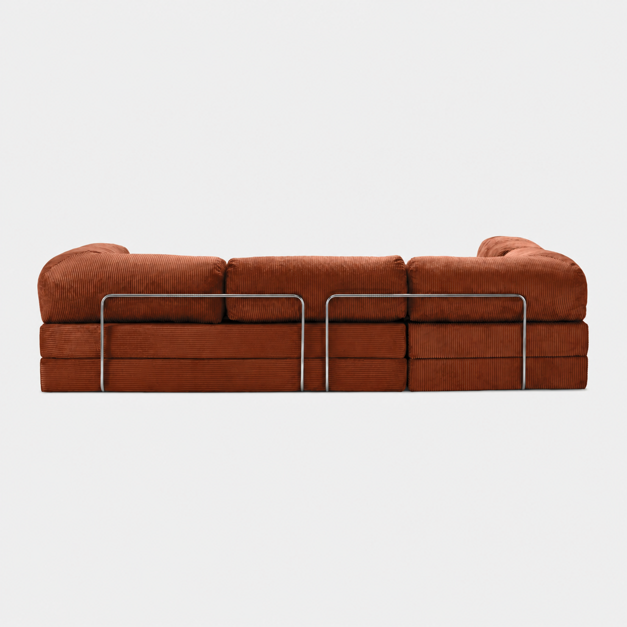 Canapé d'angle modulable velours côtelé 300X200 rouge brique