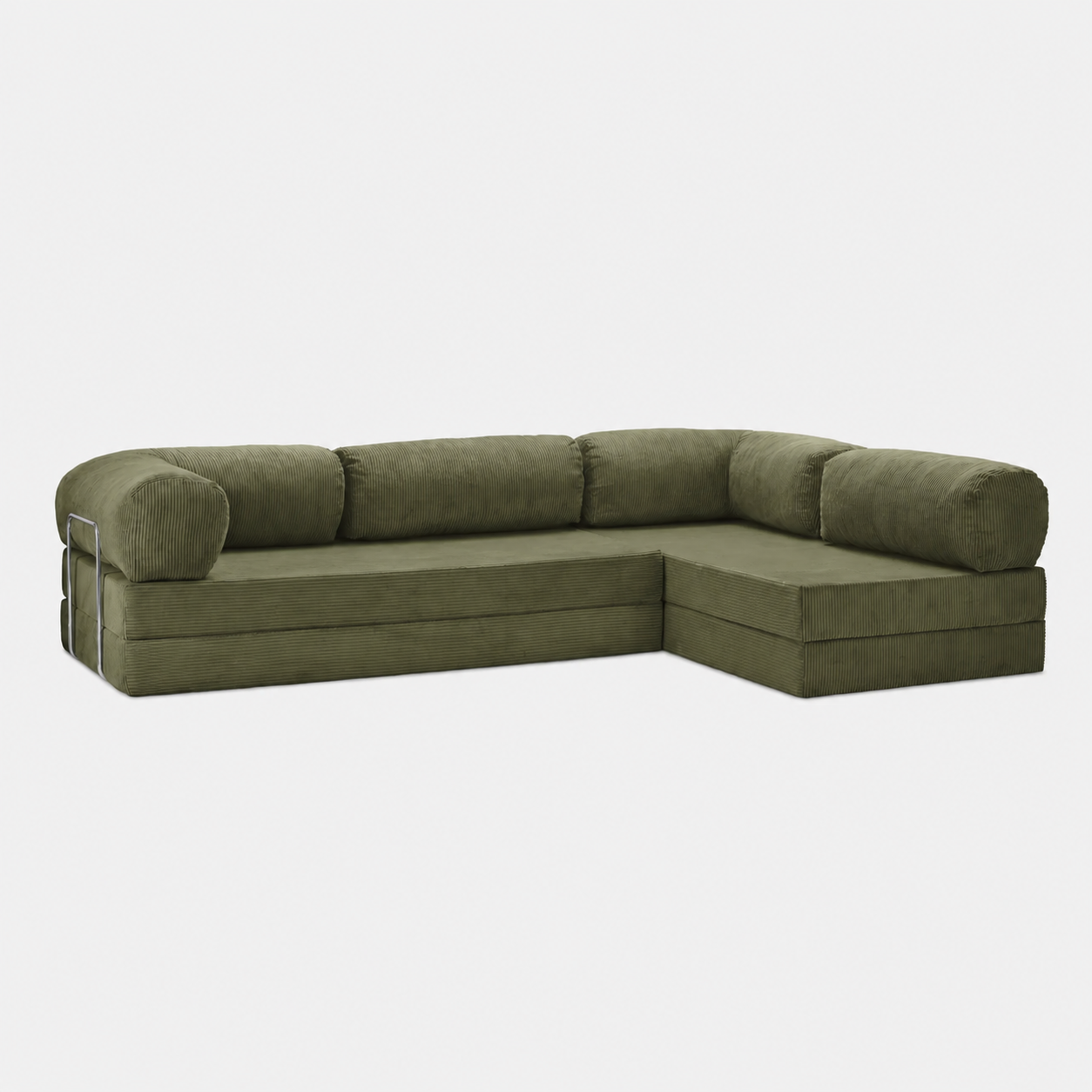 Canapé d'angle modulable velours côtelé 300X200 vert olive