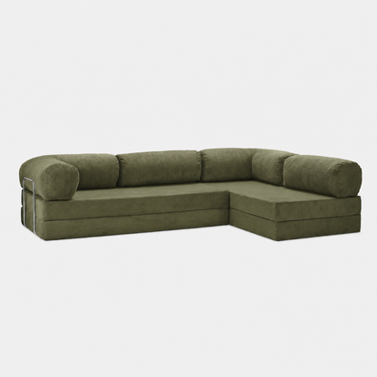 Canapé d'angle modulable velours côtelé 300X200 vert olive