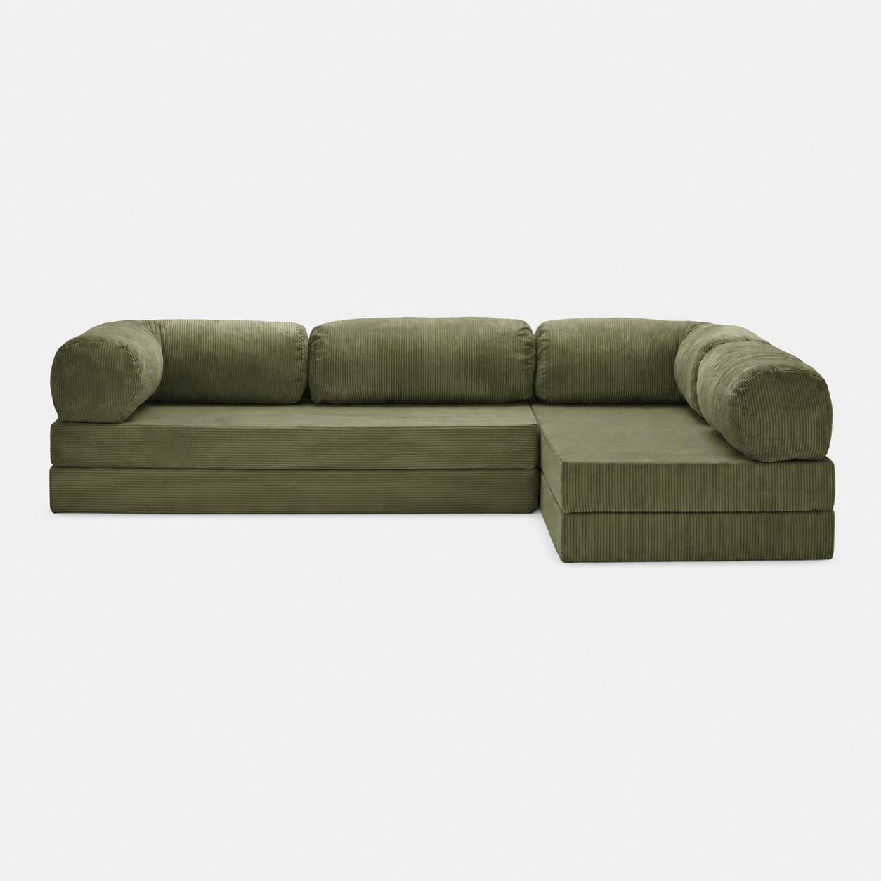 Canapé d'angle modulable velours côtelé 300X200 vert olive