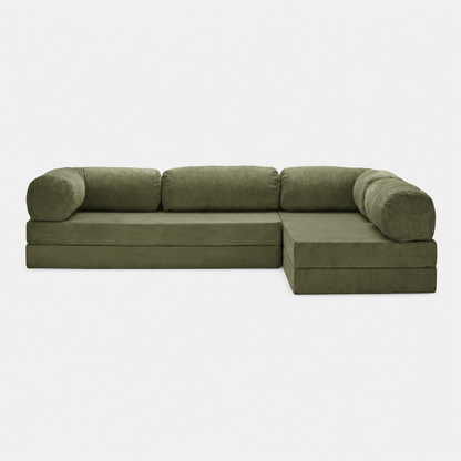 Canapé d'angle modulable velours côtelé 300X200 vert olive