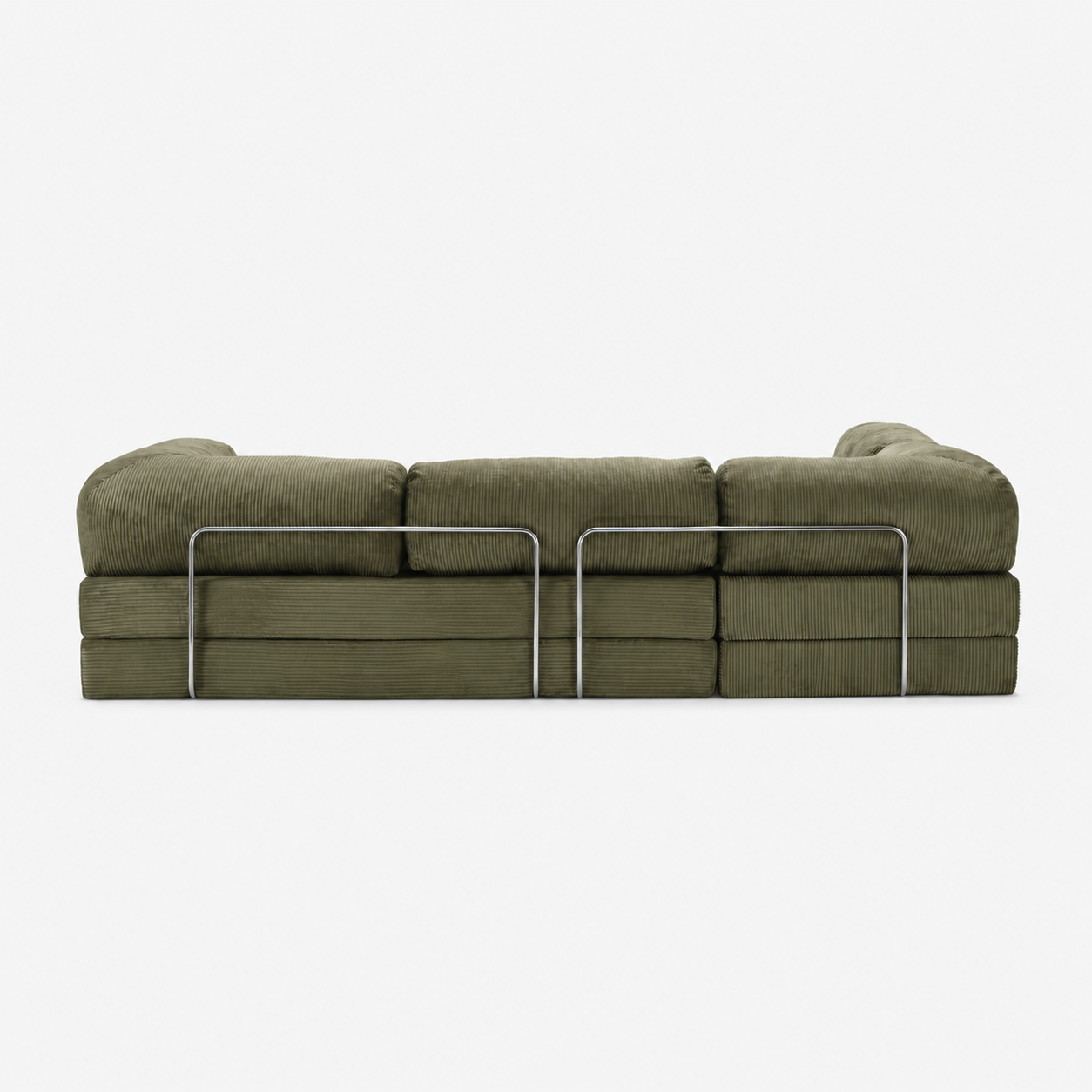 Canapé d'angle modulable velours côtelé 300X200 vert olive