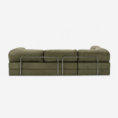 Canapé d'angle modulable velours côtelé 300X200 vert olive