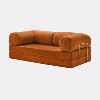 Canapé modulable velours côtelé 200X100 brun/orangé