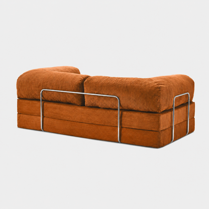 Canapé modulable velours côtelé 200X100 brun/orangé