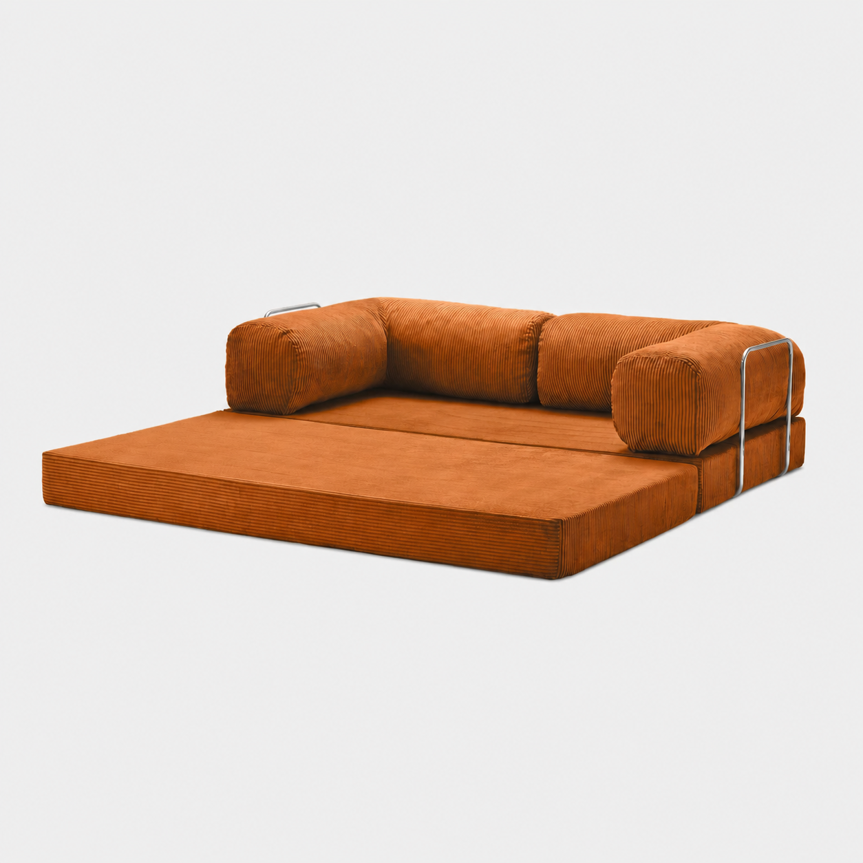 Canapé modulable velours côtelé 200X100 brun/orangé