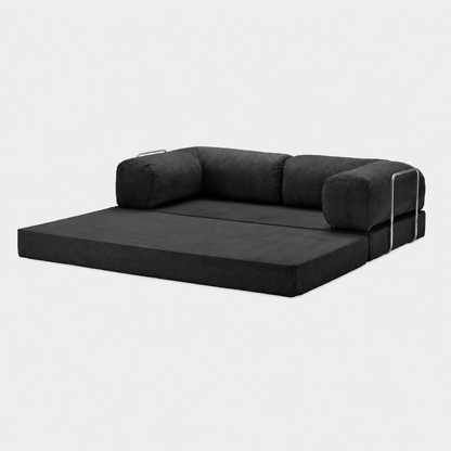 Canapé modulable velours côtelé 200X100 noir