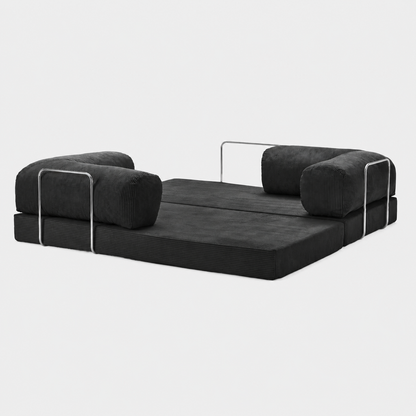 Canapé modulable velours côtelé 200X100 noir