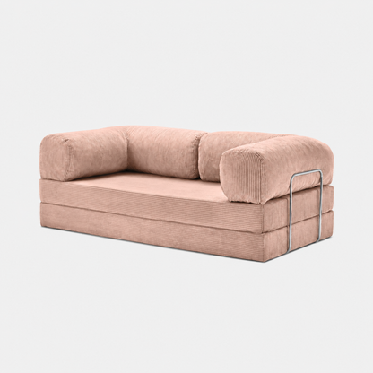 Canapé modulable velours côtelé 200X100 rose poudré