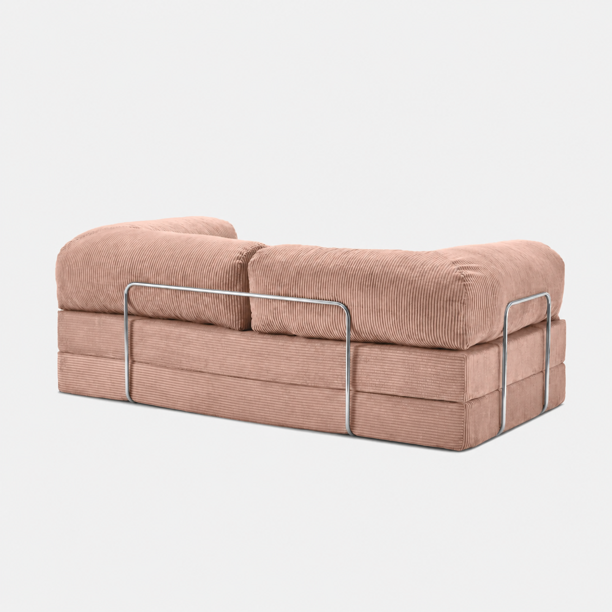 Canapé modulable velours côtelé 200X100 rose poudré