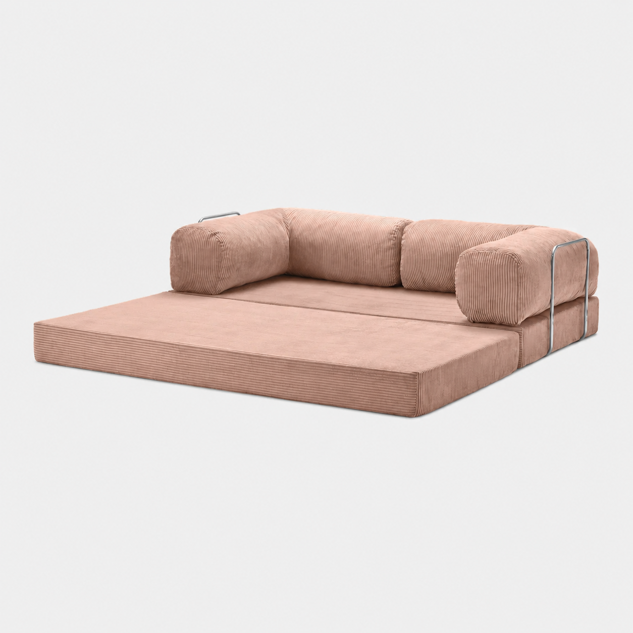 Canapé modulable velours côtelé 200X100 rose poudré