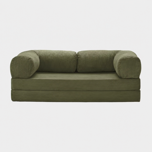 Canapé modulable velours côtelé 200X100 vert olive