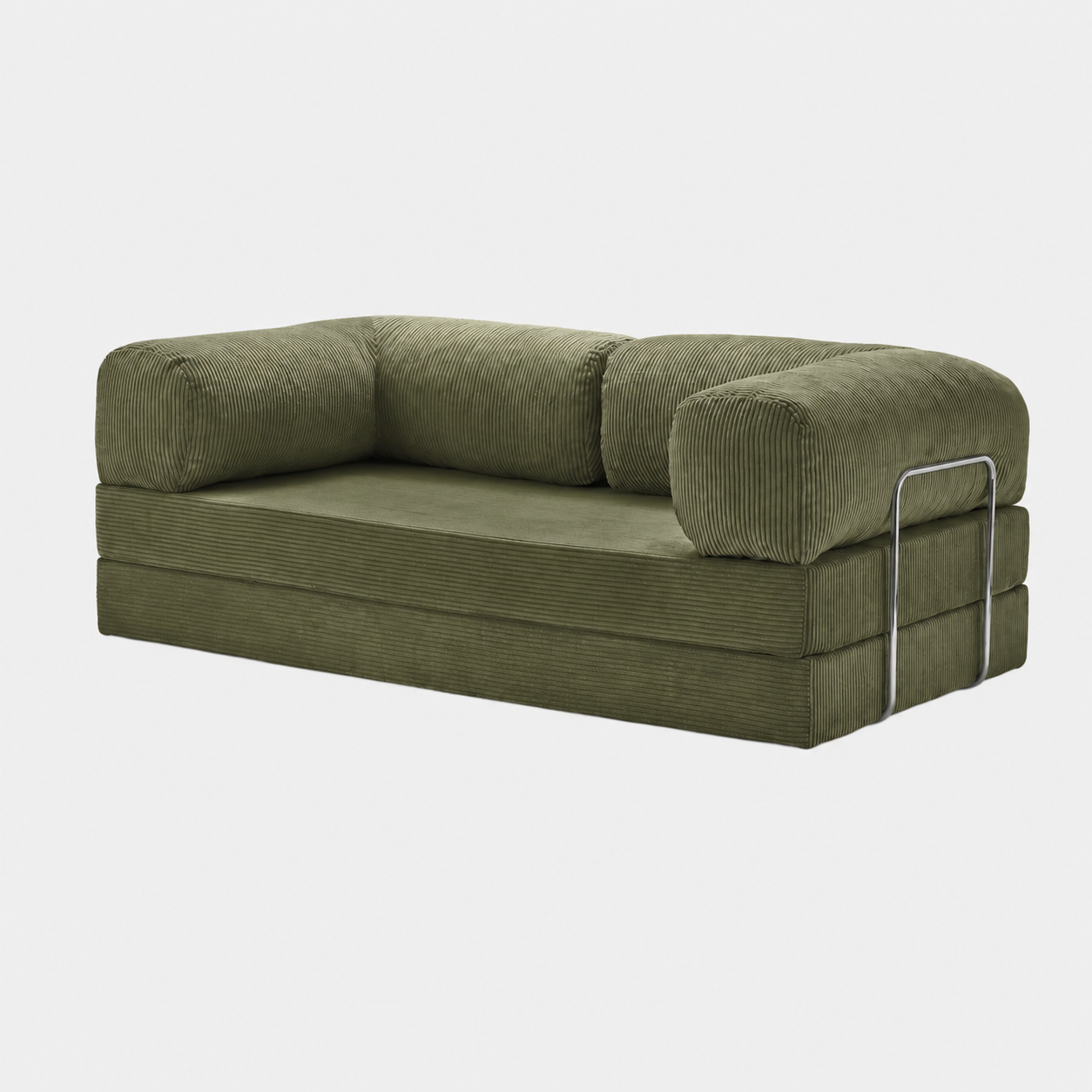 Canapé modulable velours côtelé 200X100 vert olive
