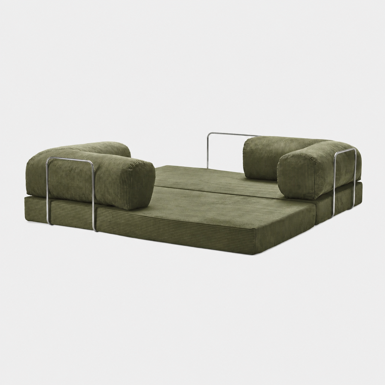 Canapé modulable velours côtelé 200X100 vert olive