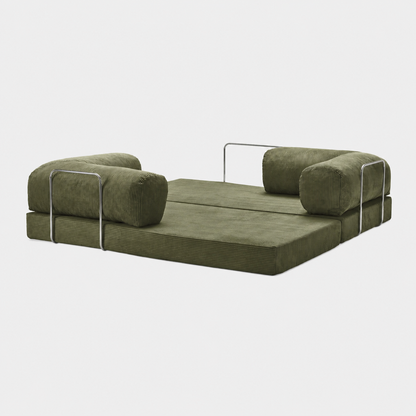 Canapé modulable velours côtelé 200X100 vert olive