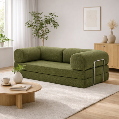 Canapé modulable velours côtelé 200X100 vert olive