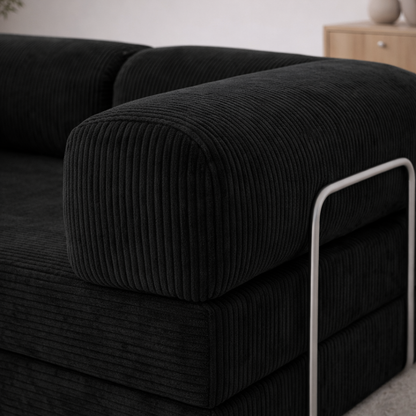 Canapé modulable velours côtelé 200X100 noir