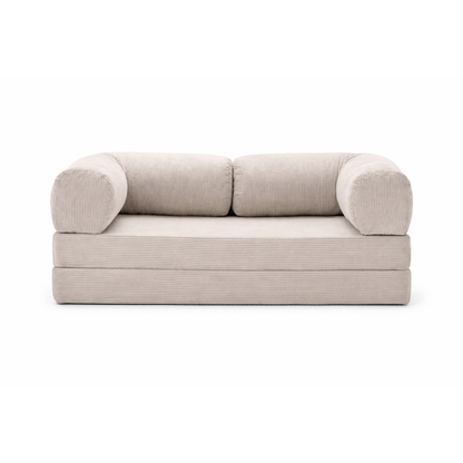 Canapé modulable velours côtelé 200X100 blanc givre