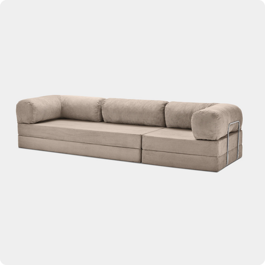 Canapé modulable velours côtelé 300X100 rose poudré