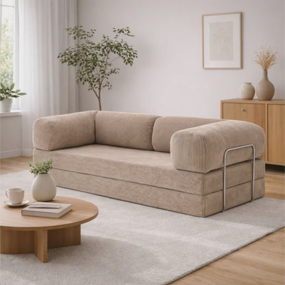 Canapé modulable velours côtelé 200X100 beige sable
